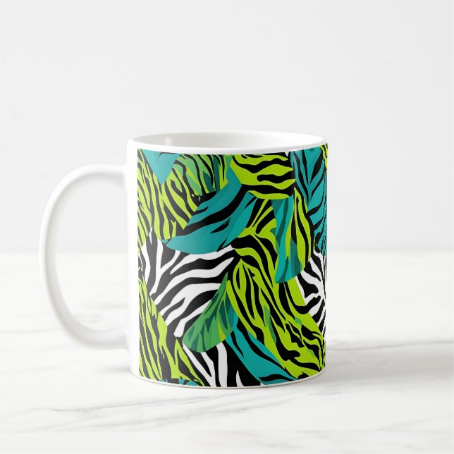 Sälj Grönt Zebra ränder Animalisk utskrift Kaffemugg (Vänster)