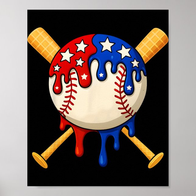 Sälj Handske Usa Flagga Drip Stil 4:e Juli Match V Poster (Framsidan)