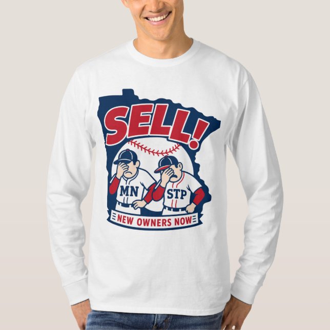 Sälj Nya Ägare Nu Baseballdesign T-Shirt (Framsida)