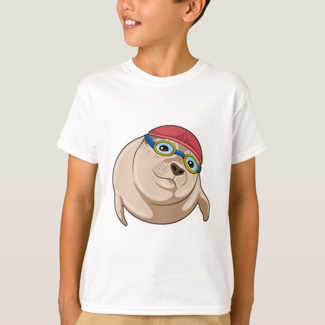 Sälj vid simning med simmande glasögon t shirt (Framsida)