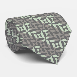 Sälja Grönt och Silver Geometric ZigZag Slips