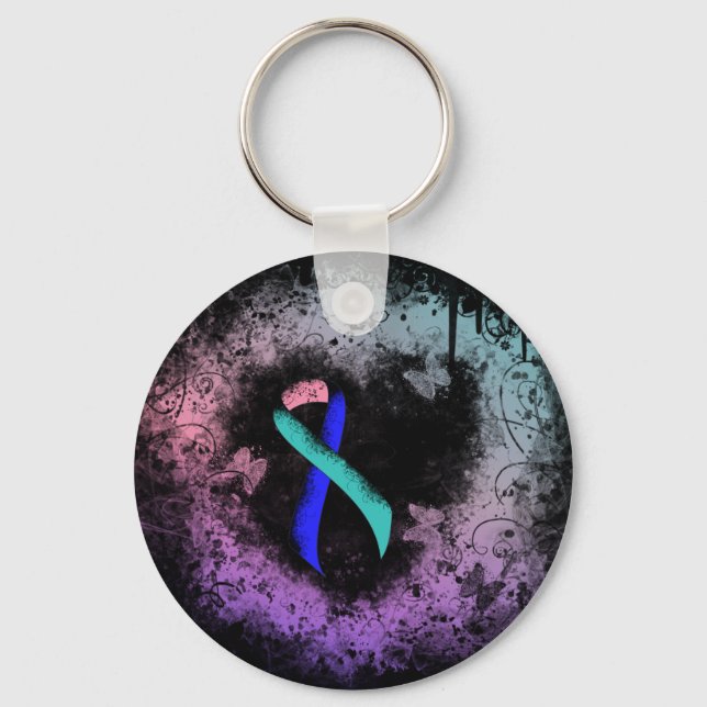 Sälja/Rosa/Blått band Grunge Heart Nyckelring (Framsida)