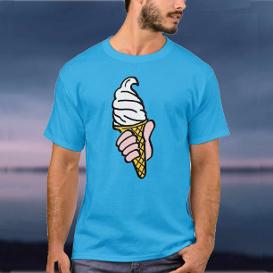 Säljare av isgräddgummi med iskrämskon eller korne t shirt