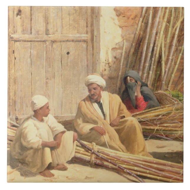 Säljare av sockerkäppen, egypten, 1892 (olja på kakelplatta (Framsidan)