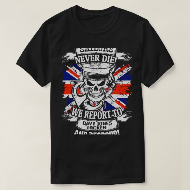 Säljare dör aldrig. Vi rapporterar till Davy Jones T Shirt (Design framsida)