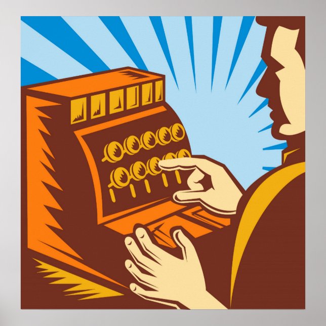 säljare med pengarar register wpa stil poster (Framsidan)