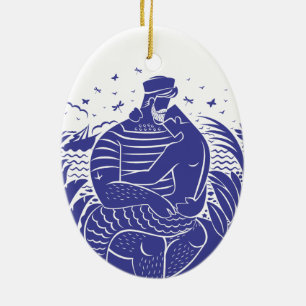 Säljare, pappa O Julgransprydnad Keramik