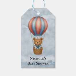 Säljaren Bear Luftballong Boy Shower Presentetikett