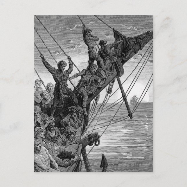 Säljarna ser en mycket dyr frakt i avstånd vykort (Framsida)