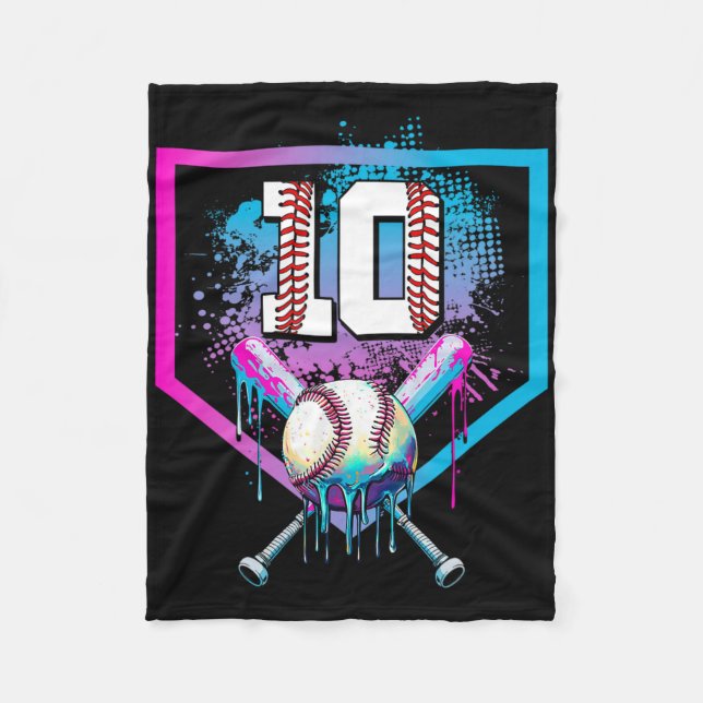 Säljdropp 10:e födelsedag, hemma, barn 10 år fleecefilt (Framsidan)