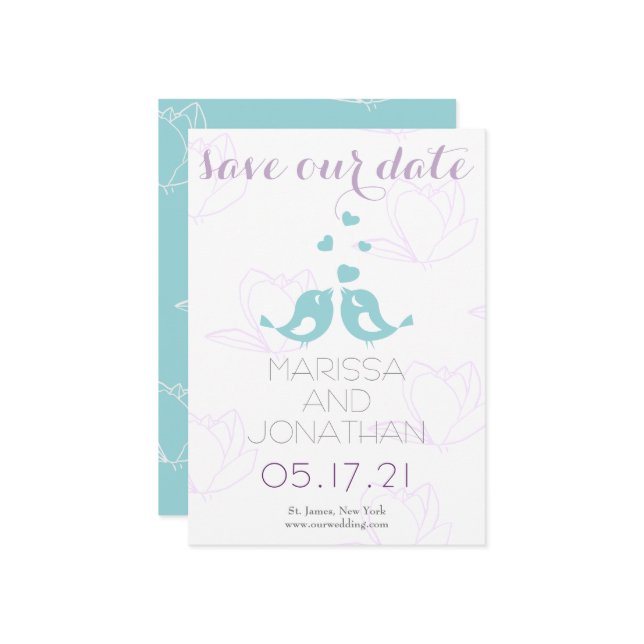 Säljfåglar/Lila Spara datumkortet Spara Datumet (Fram/Back In Situ)