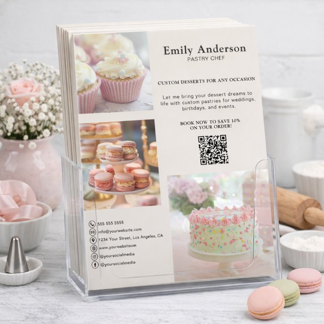 Säljfrämjande tjänster för bakverk flygblad (Bakery Pastry Chef Services Promotional Flyer)