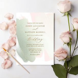 SäljGrönt  Rosa Minimal Elegant bröllop Inbjudningar