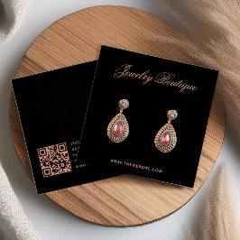 Säljkort för svarta och rosa QR-kod örhängen Fyrkantigt Visitkort