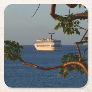 Säljväg vid Sunset I Cruise Vacation Underlägg Papper Kvadrat