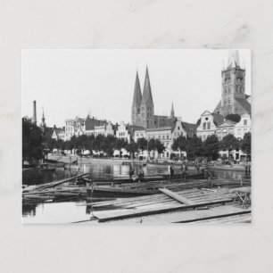 Säljvirke på floden Trave, Lubeck, c.1910 Vykort