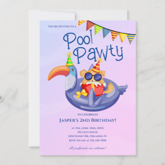 Sall Hund Pool Party Födelsedagsinbjudan Inbjudningar