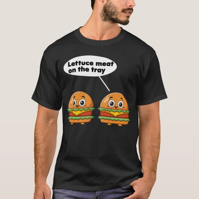 sallad kött på brickan rolig mat  t shirt (Framsida)
