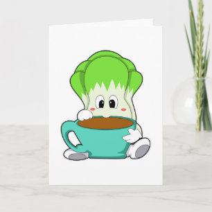 Sallad med kopp kaffe kort