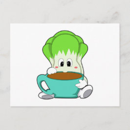 Sallad med kopp kaffe vykort