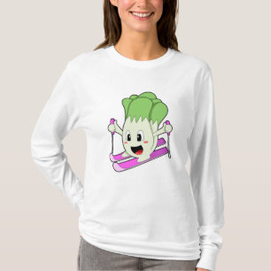 Sallad som skidåkare med skidor t shirt