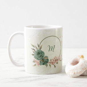 salladsgrön rosablommig kaffemugg