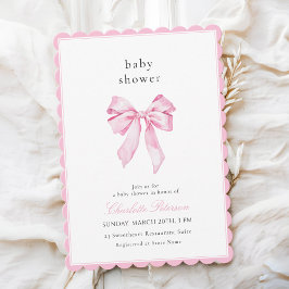 Salladskärms Rosa Båge Baby Shower Inbjudan