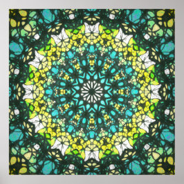 Salladsspinne – Grön gul mandala-mönster Poster