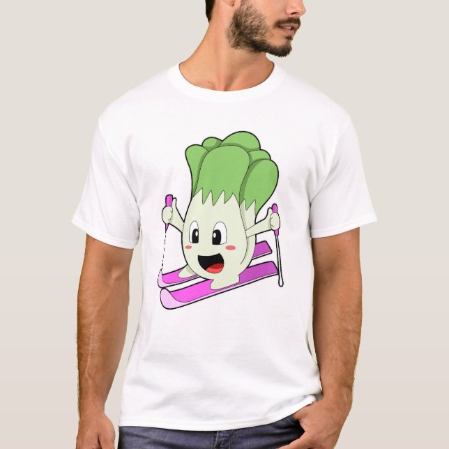 Sallat som Skier med Ski T Shirt (Framsida)