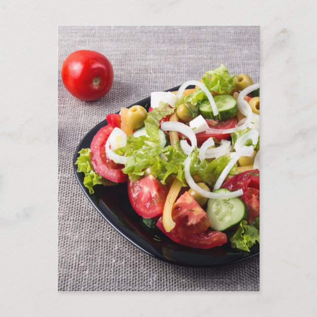 Sallatskål av naturliga grönsaker vykort (Framsida)