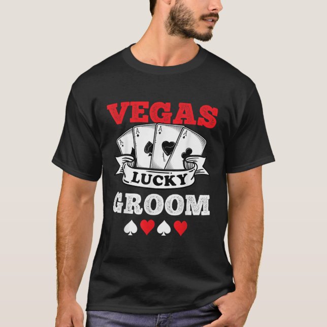 Sällhetsfest i Vegas Giftermål i Vegas Brudgum Squ T Shirt (Framsida)