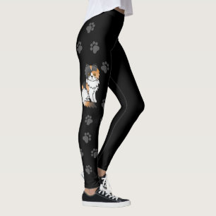 Sallig perser Söt Tecknad Katt & Tassar Svart Leggings