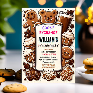 Sällnära mat Kids Cookie Exchange 7:e Birthday Inbjudningar