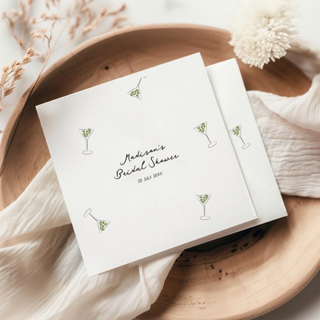 Sällsam Bröllopsdusch för Martini Bow Handritad Pappersservett (Skapare uppladdad)