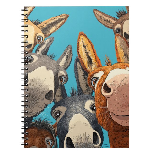 Sällsam Donkey-squad - Färgrik Grupp Illustration Anteckningsbok (Framsidan)
