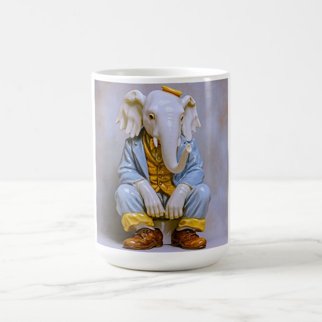Sällsam Elefant Blå Kostym Kaffemugg (Center)