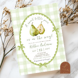 Sällsam handritad illustration Päron Baby Shower Inbjudningar
