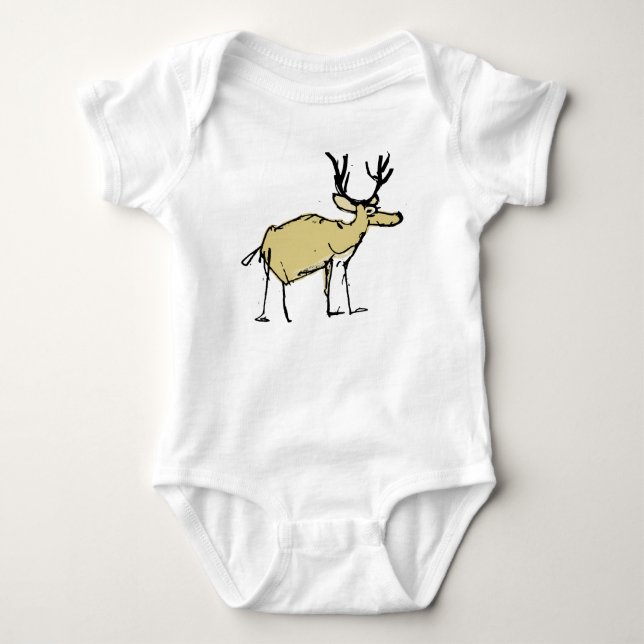 Sällsam handritad renillustration Baby Bodys T Shirt (Framsida)
