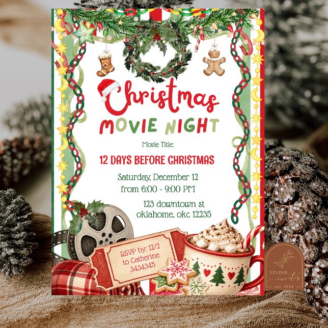 Sällsam Julfilm Kväll Inbjudningar (Skapare uppladdad)