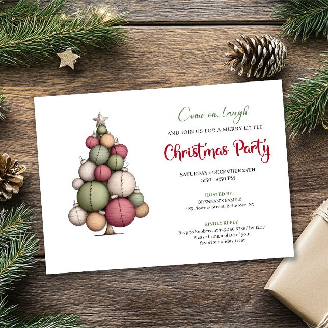 Sällsam julgran akvarell julfirande inbjudan (Quirky Christmas Tree Watercolor Holiday Invite)