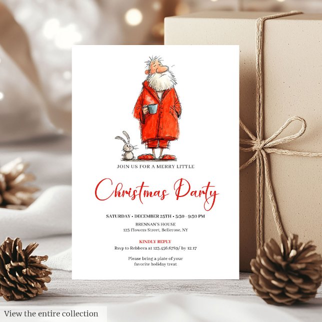 Sällsam julgranstomte inbjudan till julfest (Quirky Watercolor Santa Claus Holiday Party Invitation

)