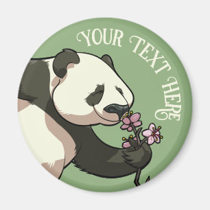 Sällsam Panda Lägg Till Din Text Körsbärsblom Kons Magnet