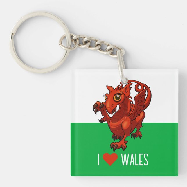 Sällsam röd drak jag älskar Wales Wales flagga tec (Framsidan)