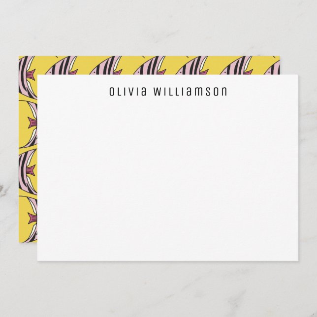 Sällsam Rolig Gul Ängel Fisk Brevkort Anteckningskort (Fram/baksida)