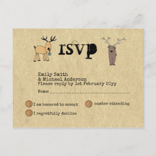 Sällsam rustic jul evenemang RSVP Doodle Art Inbjudan Vykort