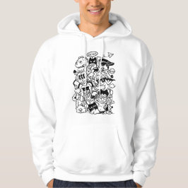 Sällsam samling tecknade figurer hoodie