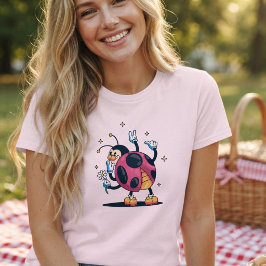 Sällsam Söt Nyckelpiga med tusenskönor. Vintageins T Shirt