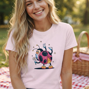 Sällsam Söt Nyckelpiga med tusenskönor. Vintageins T Shirt