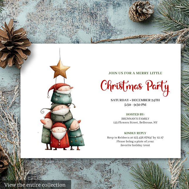Sällsam vattenfärg julfest inbjudningskort (Quirky watercolor Christmas party invitation card

)