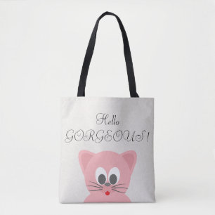 Sällsam Whimsical Katt Glittrig-Hello Härlig Tygkasse